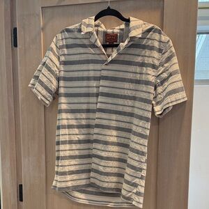 Red Ale Men's Casual Striped Shirt - Cream and Gray
